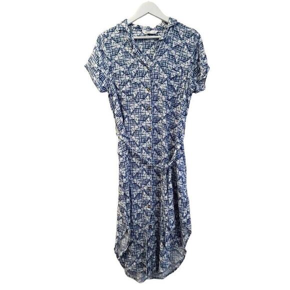 Sonoma Dress Size M Button Down Womens Short Sleeve Knit Collar Blue Summer - Picture 1 of 9